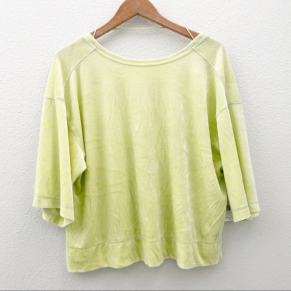 NWT Free People We the Free oversized crop velvet tee neon lime size small - Picture 2 of 9